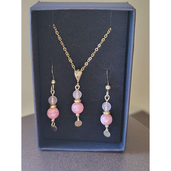 Parure Rhodocrosite et Quartz rose