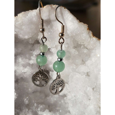 Boucles d'oreilles "Arbre de vie" en acier inoxydable