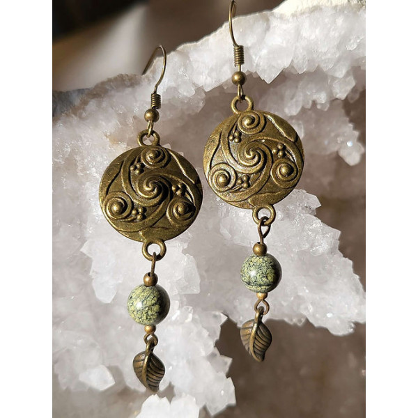 Boucles d'oreilles en bronze "celtique" et Serpentine