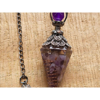 Pendule type "Orgonite" en Améthyste