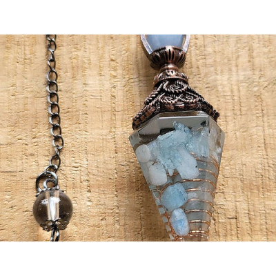 Pendule type "Orgonite" en Aigue-Marine